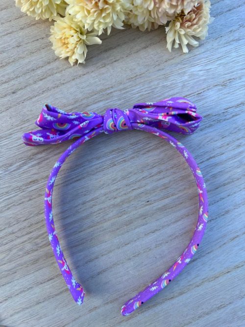Purple Unicorns Tied Headband