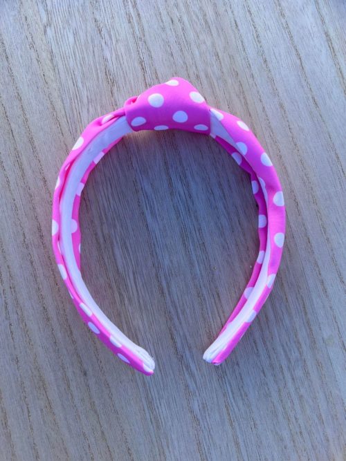 Pink Polka Dot Knotted Headband